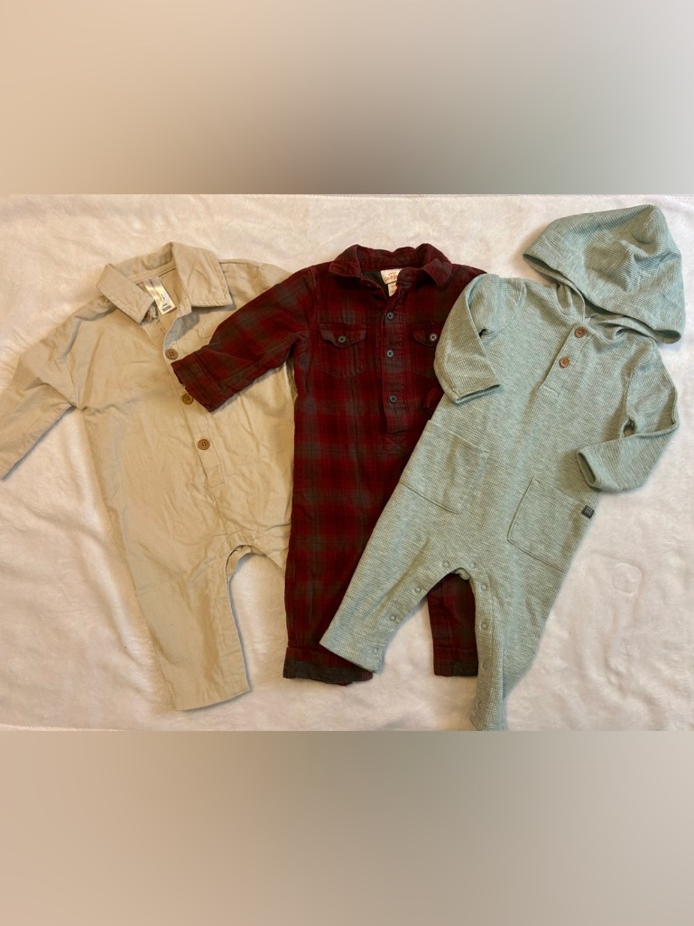 Baby Burgundy Plaid Button-Up Romper